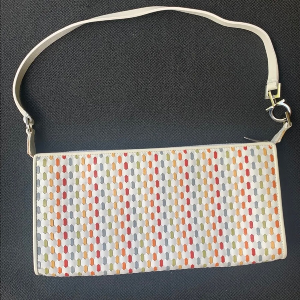 Authentic Salvatore Ferragamo Accessory Pouch Shoulder Bag White/Multi Colored